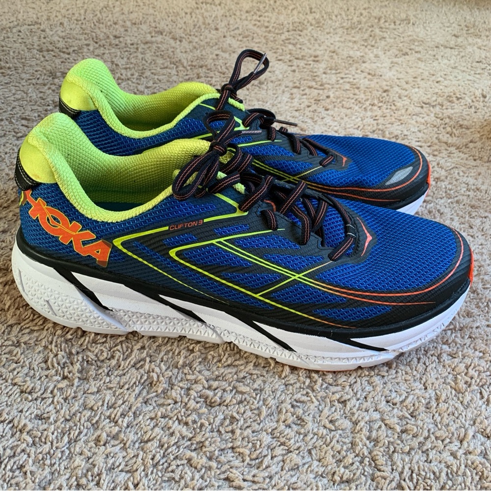 Hoka One One Clifton 3 Athletic Sneaker Mens Size 12 Low Top Sporty Running Shoe